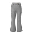 thumbnail image 3 of Girls Flare Cargo Pants High Waist Casual Stretch Pull On Kids Wide Leg Pants Black 6, 3 of 7