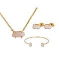 thumbnail image 1 of Set Juego de Joyería para Mujer con Cuarzo LuckyLy, Collar, Aretes y Brazalete con Baño de Oro 18k, Modelo Ivy rosa UNITALLA, 1 of 8