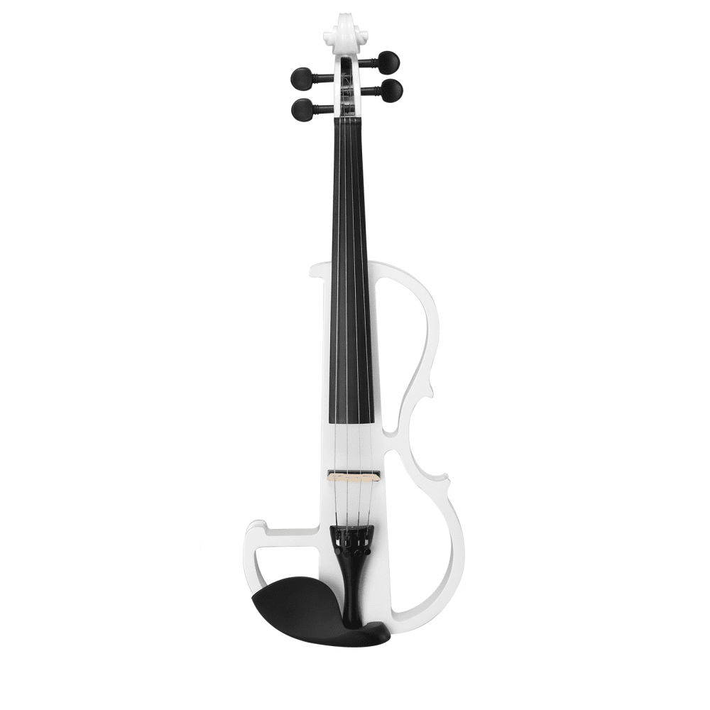 Tcbosik Electric Violin 4/4 Full Size, Silent Violin Set with Headphone and Connecting Line for Beginner, String Instrument with Case, Bow and Rosin, White