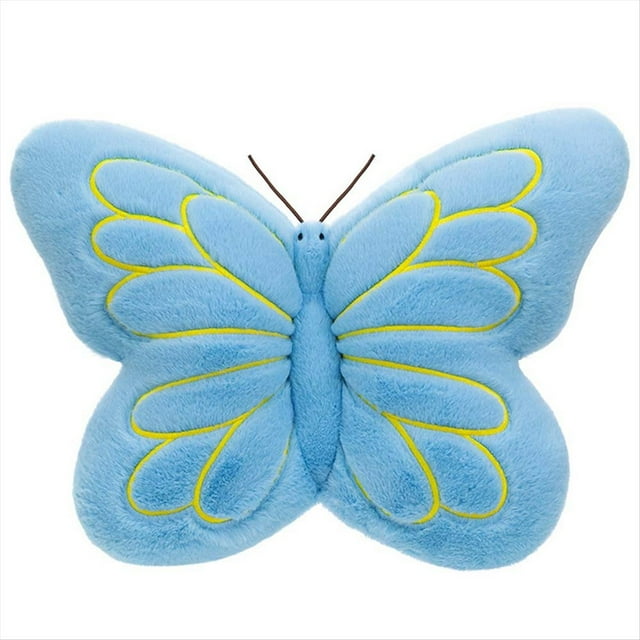 Cojín de Mariposa con Forma de Mariposa, Suave y de Felpa, Ideal para Dormitorio, Sala de Estar, Sofá, Color Azul.