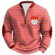 thumbnail image 2 of Ceisia Men's All-Season Casual Regular Fit Half-Zip Sweatshirt Red White Striped Badge Print Japanese Fleece Fabric Multicolor XXXXXL Gifts, 2 of 3