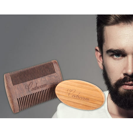 Codream Men's Shaving Set Sandalwood Beard Comb Boar Bristles Mustache Brush for Stylish