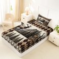 thumbnail image 4 of Castle Fairy Farmhouse Plaid Patchwork Deer Twin Sheets 3pcs,Mountain Pinecone Deer Hoof Print Bedding,Brown Beige Black,1 Fitted Sheet, 1 Flat Sheet and 1 Pillowcase, 4 of 6