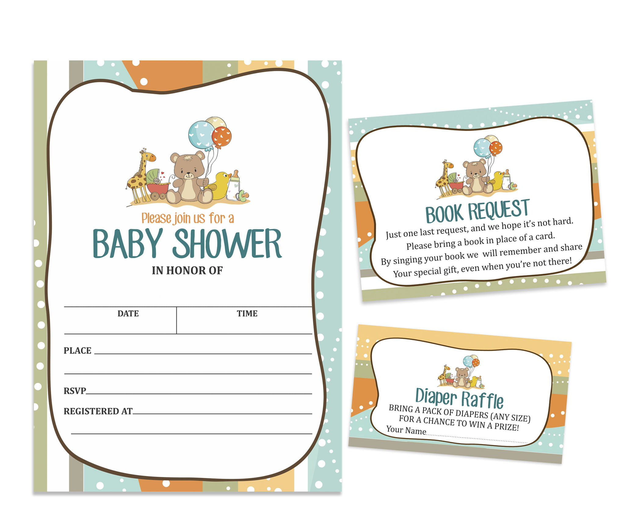Big Elephant Baby Shower Invitation with Book Request & Diaper Raffle Cards Yellow Elephant Baby Shower Gender Neutral