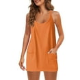 thumbnail image 3 of Baqcunre Workout Shorts Womens Dress For Women With Shorts Spaghetti Strap Tank Tops With Pockets Summer 2 Piece Outfits/Single Dress Lounge Sets For Women Womens Pants Orange S, 3 of 8