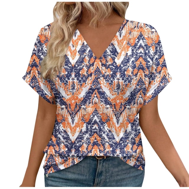 Camisetas de Manga Corta para las Mujeres, Impresión de Moda Divertido, Camisetas de Cuello en V para las Mujeres