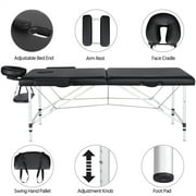 Renwick Adjustable 2 Sections Massage Bed with Face Cradle, Black