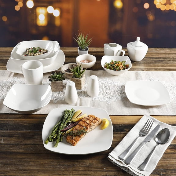 Zen Buffetware 39 Piece Dinnerware Set, White