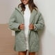 thumbnail image 4 of Chaqueta de algodón con botones y bolsillo a cuadros de diamantes de color liso para mujer, chaqueta informal con capucha de manga larga, abrigo para mujer, 4 of 6