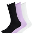 thumbnail image 2 of LJEFF Girls 3PC Ruffle Trim Knee High Socks, Anti-Slip Sweat-Wicking Cute Stretch Gift Kids Sport Stockings Purple Size 6-14T, 2 of 7