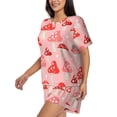 thumbnail image 2 of Bixox Women's Cute Mushroom1 Printed Pajama Set 2 Piece Lounge Set Top and Shorts Soft Pajamas, Shorts with Pockets, 2 of 7