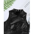 thumbnail image 3 of Raenseen Kids Girls' Metallic Mock Neck Crop Tank Tops Ballet Dance Dancewear Athletic Sports Vest Black 12, 3 of 9