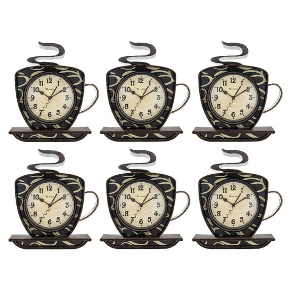 Westclox Coffee Cup Wall Clock 3D Mug Analog Kitchen Clock Brown, 6-Pack
