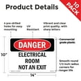 thumbnail image 2 of Electrical Room Not An Exit OSHA Danger Rigid Plastic Sign 14 Inch x 10 Inch - 10 Pack, 2 of 8