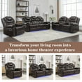 thumbnail image 5 of imerelez Recliner Chair for Adults, Manual Recliner with Arm Storage, Upholstered Soft Breathing Leather Living Room Reclining Sofa Chair,LED Light, 5 of 9