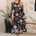 thumbnail image 2 of Women's Christmas Printed Fashionable Loose Round-Neck Dress, Holiday Print, Casual Wear, Retro Style, Comfort Fit, Everyday Dress, Festive,Black,S, 2 of 5