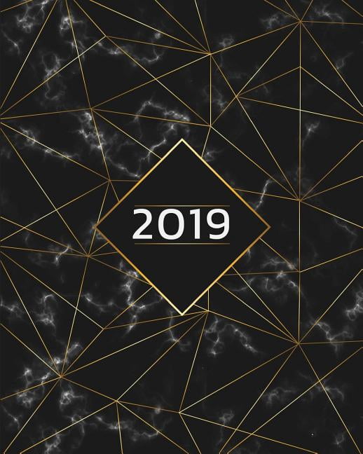 2019 Planner: 2019: Academic Planner (Weekly and Monthly) - Black Marble With Gold Lined - 12 Month Planner Schedule Calendar: 2019 Weekly Planner (Paperback)