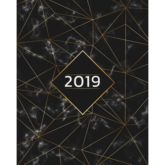 2019 Planner: 2019: Academic Planner (Weekly and Monthly) - Black Marble With Gold Lined - 12 Month Planner Schedule Calendar: 2019 Weekly Planner (Paperback)