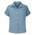 thumbnail image 2 of EnJoCho Toddler Girl Short Sleeve Shirt Girls Linen Shirt Button Down Short Sleeve Cotton Shirts Teen Girl Summer Hawaiian Top Fashion, 2 of 4