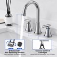 thumbnail image 4 of Grifo de baño Hurran Chrome para lavabo con 3 orificios y desagüe desplegable, 4 of 8
