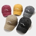 thumbnail image 2 of Baseball Cap Black Fitted Hat Wave Embroidery Adjustable Durable Unisex Baseball Cap for Outdoor Activities, 2 of 6