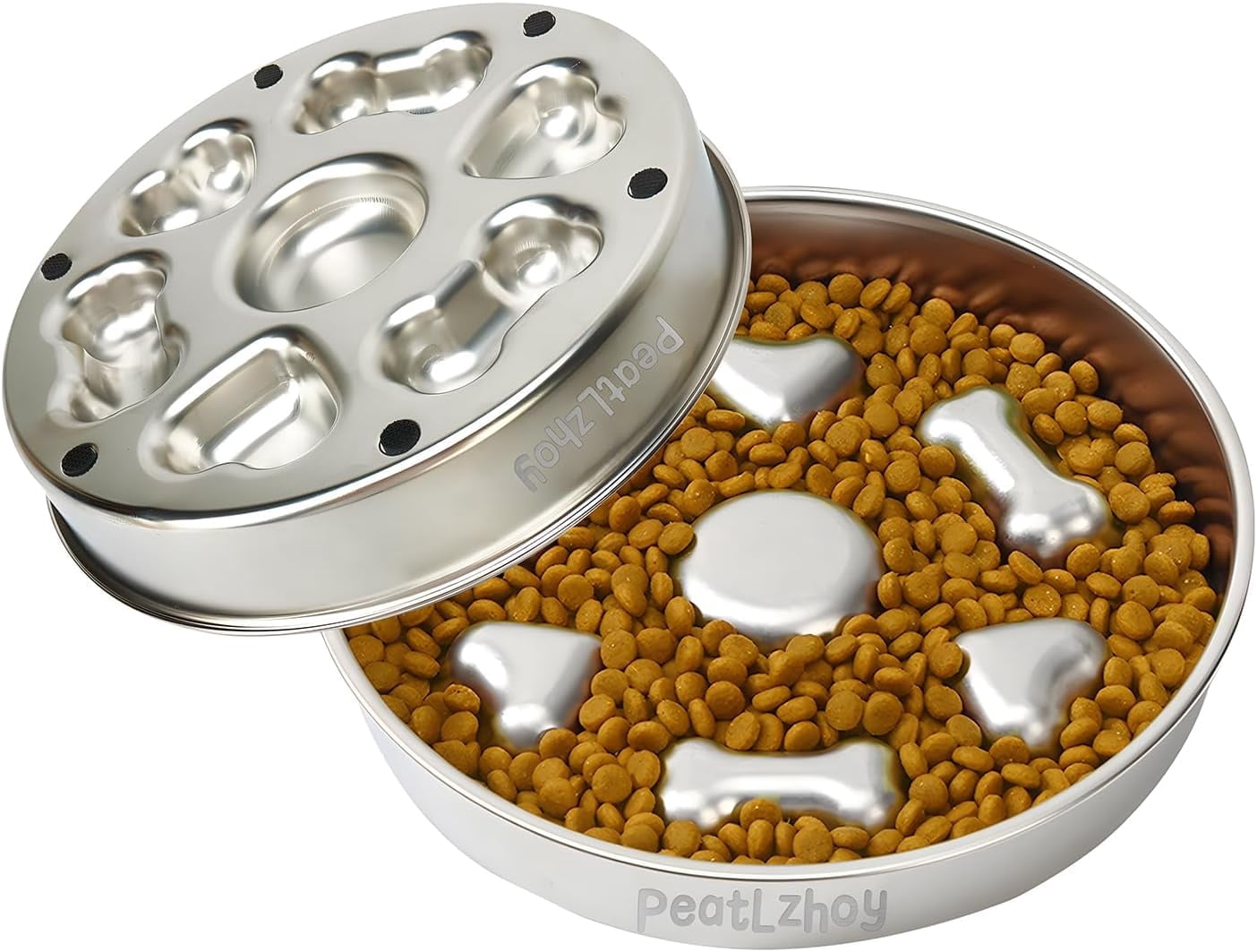 Stainless Steel Heavy Duty Slow Feeder Dog Bowls Anti Slip Sizes
