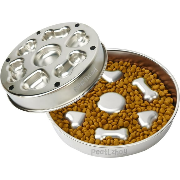 Jimin Slow Feeder Dog and Cat Bowls - Stainless Steel, Anti-Gulping, Non-Slip, Fun Design to Slow Down Eating, Easy to Clean, Pet Food Training Bowl Toy for Medium to Large Sizes