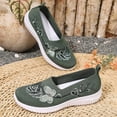thumbnail image 4 of Domzle Womens Orthopedic Shoes Wide Width Butterfly Embroidered Slip On Knitting Flat Loafers Walking Shoes Soft Breathable Lightweight Mesh Sneakers with Arch Support Green 39, 4 of 7