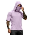 thumbnail image 3 of Men's Hooded Short Sleeve Sun Shirt with Face Mask - UPF 50+ Quick Dry UV Protection T-Shirt for Fishing, Hiking & Gym - Lightweight Athletic Pullover Light Purple S, 3 of 9