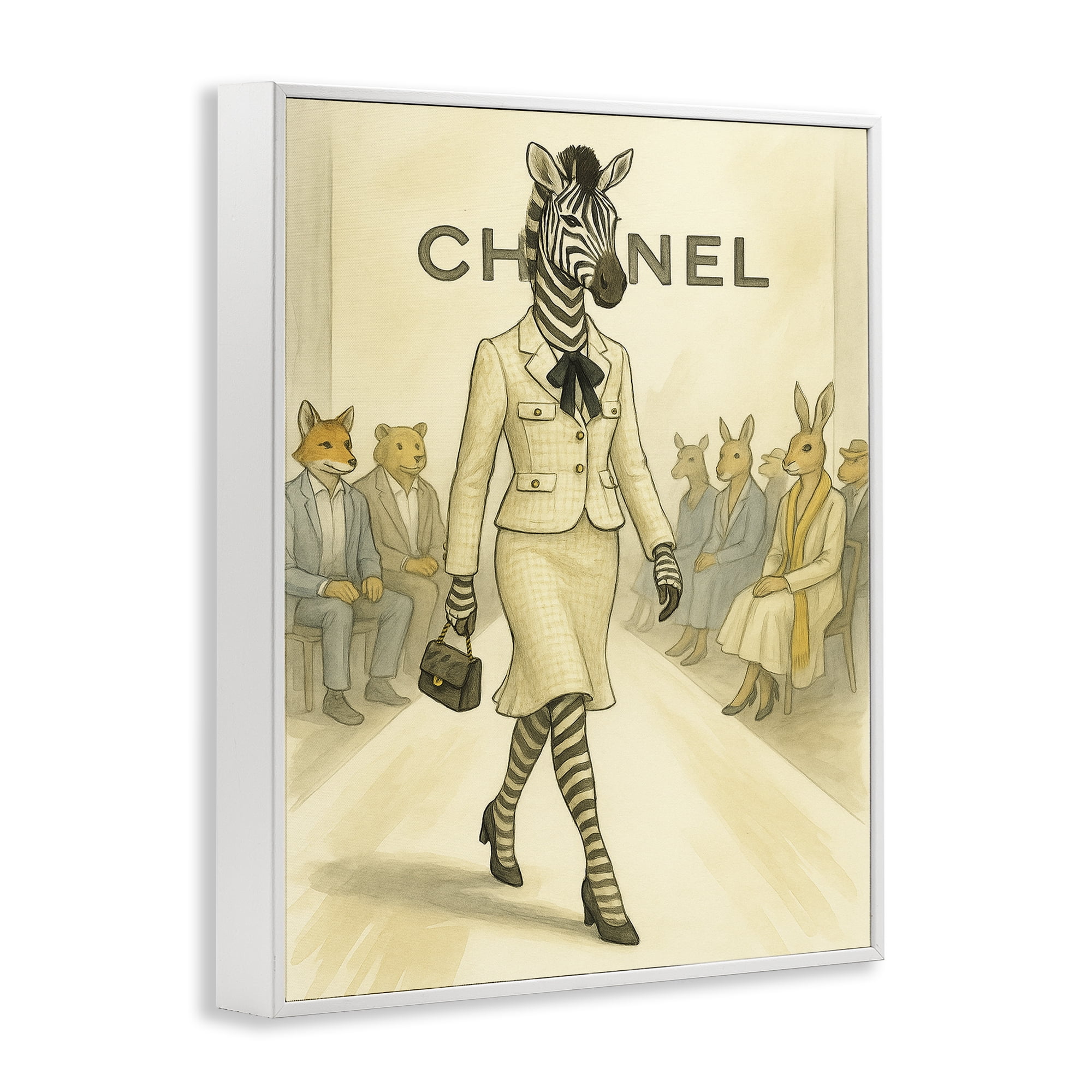 Stupell Industries Fashion Runway Zebra White Framed Giclee Art, design by Grotto Studios