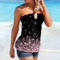 thumbnail image 2 of USSUMA Shirts for Women Dressy Casual Tube Tops for Women Holiday Hawaii Beach Floral Strapless Top Sleeveless Blouses Shirt Pleated Tunics Stretchy Crop Top, 2 of 6