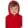 thumbnail image 3 of Footed Pajamas - Bright Red Infant Hoodie Fleece One Piece - Infant - XLarge (Fits 12-18mos.), 3 of 4