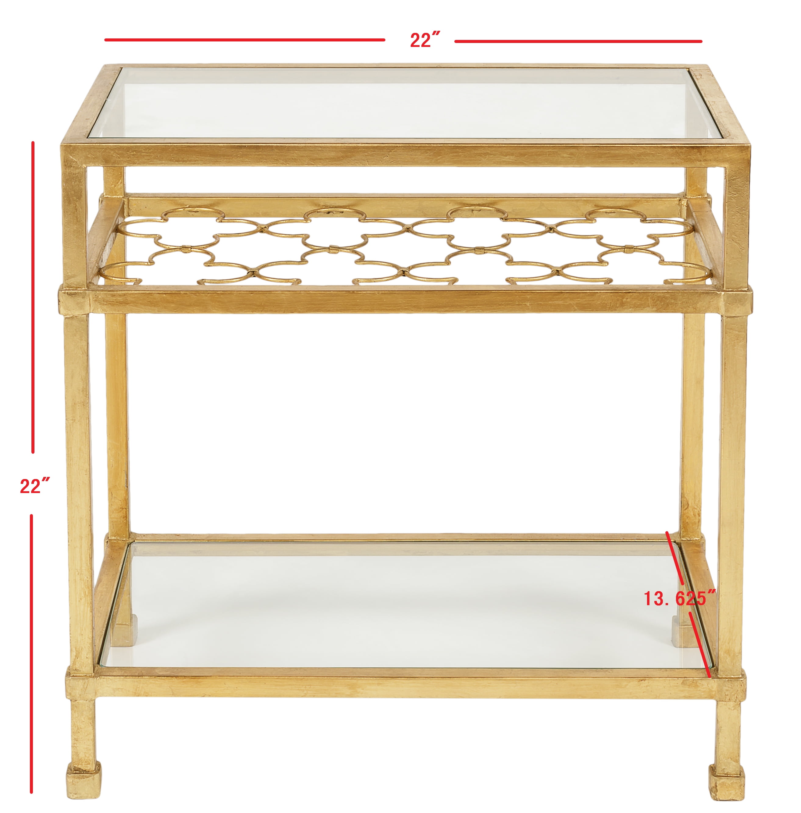 SAFAVIEH Couture Hanzel Glam Glass Top Metal End Table, Gold/Glass