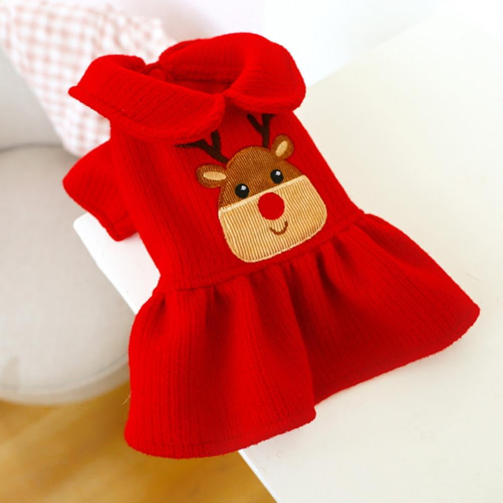 Bangus Christmas Costume for Dogs Reindeer Small Dog Christmas Costume Christmas Girl Dog Sweater Coat Dress Walmart