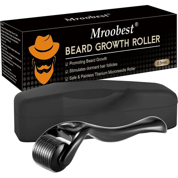 Rodillo para barba, rodillo para barba de 0,5 mm, rodillo para barba, rodillo para crecimiento de barba, microagujas para barba, rodillo derma para crecimiento y cuidado de barba JFHHH pequeña