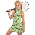 thumbnail image 2 of Gunia Girls Tennis Dress Golf Outfit 1/4 Zip Quick Dry Sleeveless Zip Dress With Playful Print Kids Summer Girl Dress With Stand Collar Comfortable Sundress Green Dress For Girls 4-15 Years, 2 of 6