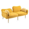 thumbnail image 3 of Upholstered Loveseat Sofa Couch with Thicked Padded Seat and Wooden Legs, 65" Modern Velvet Accent Sofa, Accent Sofa with 2 Bolster Pillows for Living Room, 3 of 7