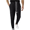 thumbnail image 3 of Styesk Men's Pants Men Solid Color Pocket Zipper Elastic Waist Draw Rope Sweatpants Trousers, 3 of 7