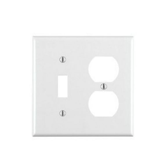 Leviton 00188005 Double Gang White Toggle Duplex Receptacle Wallplate