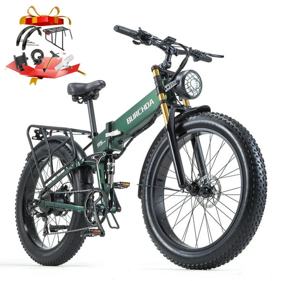 Bicicleta eléctrica plegable de 26 "para adultos, 1000w48v20ah ul2849 4.0"de montaña extraíble de batería hasta 30mph de larga distancia y freno hidráulico doble con suspensión completa