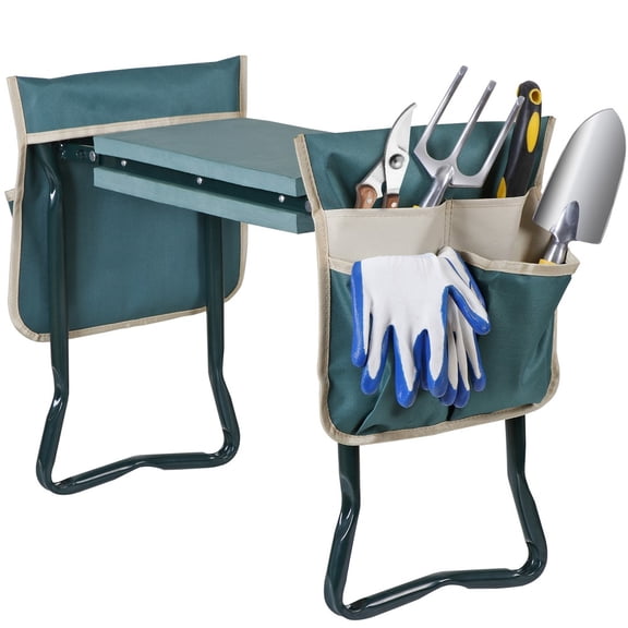WSSYzyzf 8 inch Widen Garden Kneeler and Seat, Foldable Bench with EVA Foam Pad & Tool Pouches