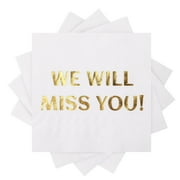 MyMealivos 100 Pcs We Will Miss You Cocktail Napkins White Gold Farewell, Going Away, Retirement Party, Coworker Leaving Goodbye, Moving Celebrations3-Ply, Black