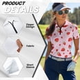 thumbnail image 5 of Garronmavis Quarter Zip Golf Shirt Women Size XL Collar Workout Shirts Short Sleeve Tennis Shirts Athletic Workout Womens Fruit Golf Shirt, Strawberry, 5 of 7