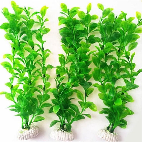 Godderr Aquarium Plants Artificial Fish Tank Plant for Aquarium Decoration Plastic Green Grass 4PCS