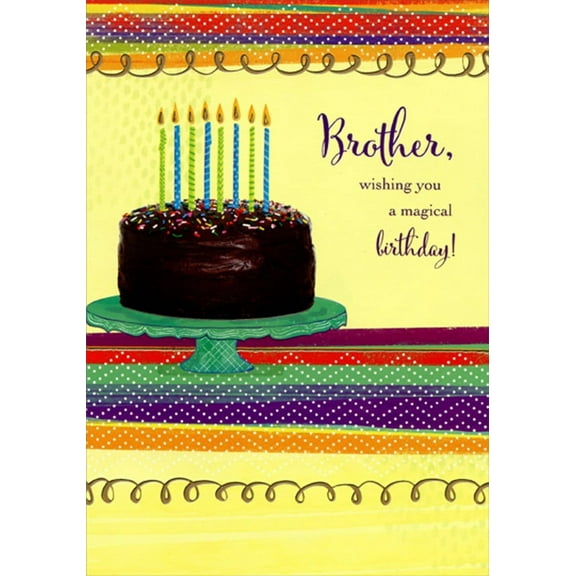 Designer Greetings Magical Birthday Cake with Tall Candles Birthday Card for Brother