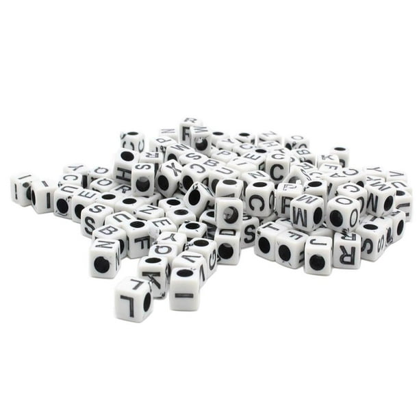Cuadradas De s Del Alfabeto Geométrico Para Manualidades De Joyería, Juguetes Educativos Coloridos Para Niños De 6x6mm, Fabricación De Jo Blanco Baoblaze Granos de la letra
