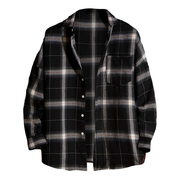 KAUOD Regular Fit Casual Plaid Shirt for Men Cotton Long Sleeve Button Down Checked Shirts with Pocket Dress Shirt for Fall Winter