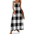 thumbnail image 2 of Buffalo Check Black And White Plaid Wide Stripes Sleeveless Dress Dress for pregnant women evening dress, 2 of 6