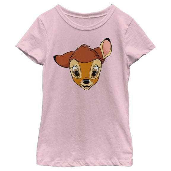 Girl's Bambi Face Portrait Graphic Tee Light Pink X Large