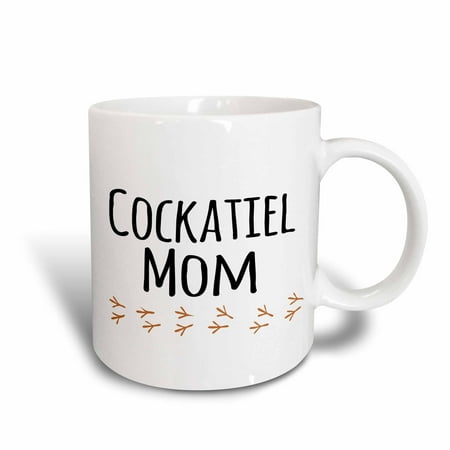- 3dRose Cockatiel Mom - for bird lover pet owners for her - cockatoo parrot Quarrion Weiro with footprints, Ceramic Mug, 11-ounce